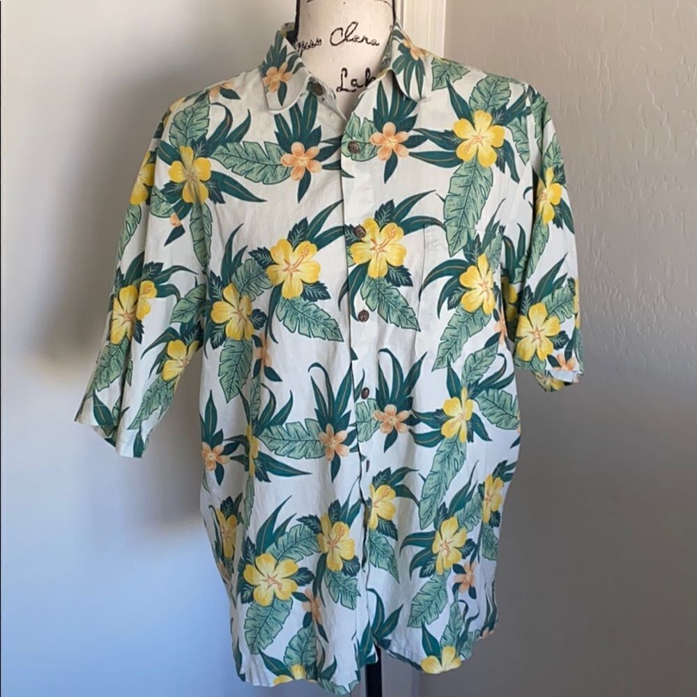 Vintage Reyn Spooner Hawaiian Floral Luau Tiki Shirt Vacation Resort Wea…